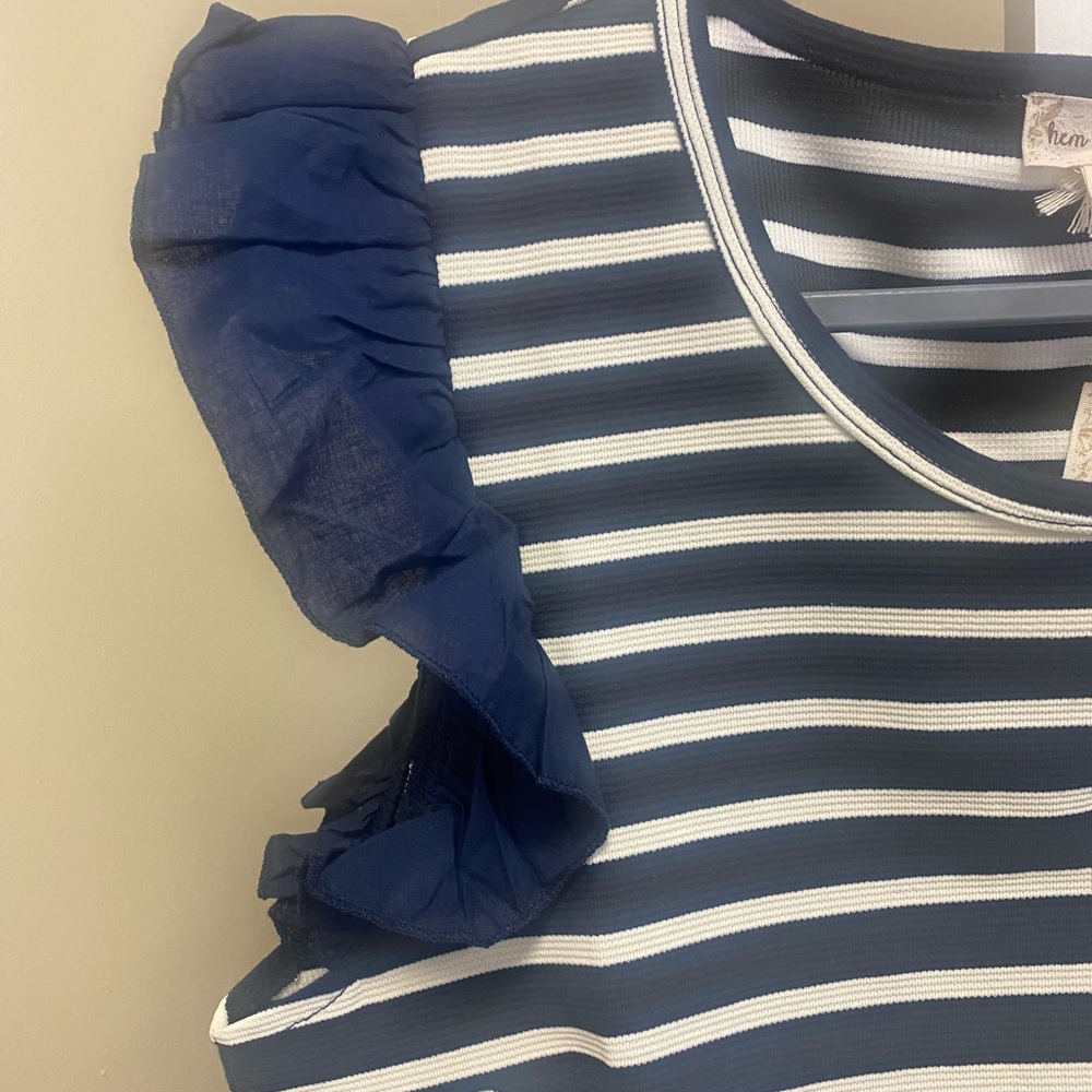 Hem & Thread Blue Ruffled Boxy Blouse - Picture 2 of 4
